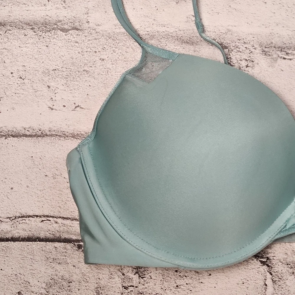 Victoria’s Secret Push Up Bra 34D Teal Blue Underwire - Picture 3 of 12